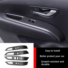 KELEIMAI Car Accessories Fit for Hyundai Tucson 2024 2023 2022 Automobile Door Window Control Panel Cover Molding Door Lock Switch Trim (Carbon Fiber Style) 4PCS ABS