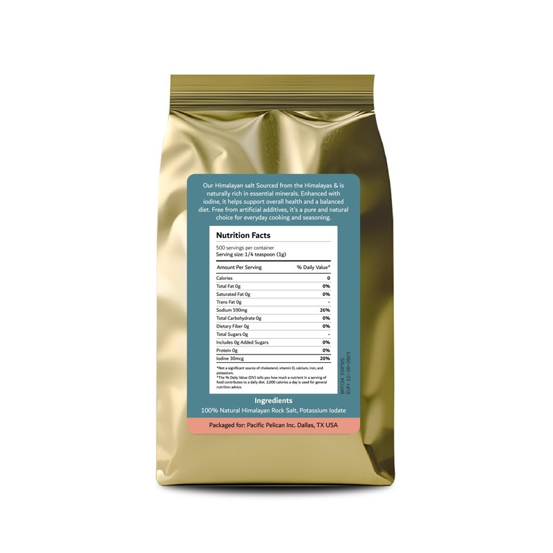 Pacific Pelican Iodized Himalayan Pink Salt | Fine Grain, Unrefined,