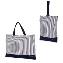 COLORFUL CANDY STYLE NK400700 Lesson Bag, Shoe Case, Set of 2, Lesson Bag, Shoe Case, Preparation for School Admission, Cool, Boys, Hickory Stripe, Navy Blue