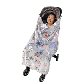 funlife 4 Season Anti-Kicking Ultra Soft Fleece Stroller Blanket,Height Adjustable Feature for Temp Regulation, Breathable Lightweight Glow in Dark Nursery Bedding Blanket Toddler Size:30"*40"