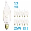 KOR 12 Pack 25CFC Chandelier Bulbs 25W Watt 120V CA8
