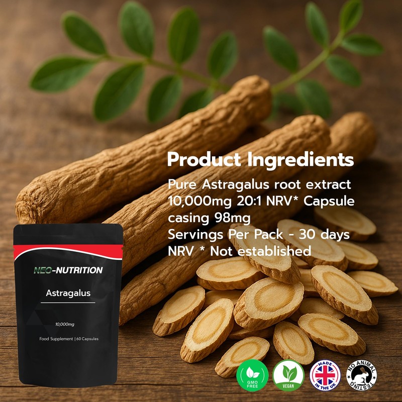 Astragalus 10,000mg | 20:1 Extract (500mg) | 60Vegan Capsules |