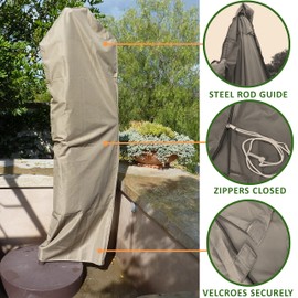 Formosa Covers | Premium Tight Weave Outdoor Patio Umbrella Cover - Heavy Duty Weatherproof Fabric - Easy on Universal Off-Center Cantilevers (Pack of 2) (Taupe)