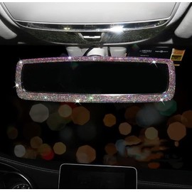 Bling Car Rear View Mirror Accessories with Crystal Diamonds & Rhinestones, Car Interior Clip Cover Decor Accessories (Colorful)