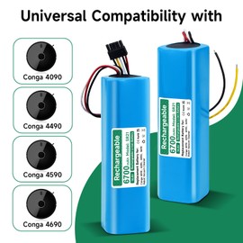 Mspalocell 14.8V Rechargeable Li-ion Battery 6700mAh for Conga 4090, 4490, 4590, 4690,6700mAh Robot Vacuum Cleaner,LED Strip,DIY,Electronic Organ,Optical Network Unit,CCTV Camera