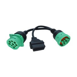 J1939 ELD Splitter Y Cable Green Type-2 J1939 Male to Female to OBD Ii Splitter Cable (J1939 to OBD2 Splitter Cable) for Freightliner ELD & Coder Reader