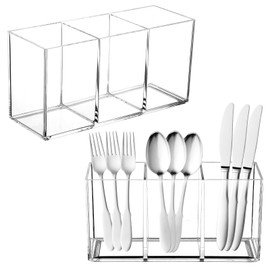 4 PCS Plastic Utensil Holder, Plastic Cutlery Utensil Holder Storage Organizer Caddy for Kitchen Countertop Organization - Holds Fork, Knife, Spoon, Silverware Tableware Storage Box