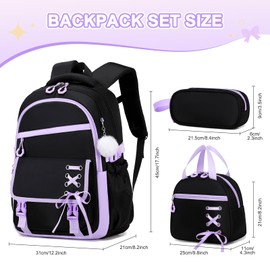 Scothen 3PCS Girls Backpack for School, Kids Backpack for Girls with Lunch Bag Pencil Case, Kids Bookbag Teen Backpacks for Elementary Middle High School