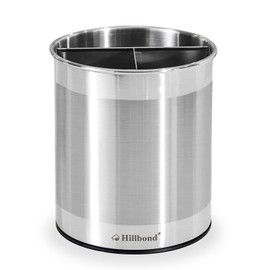 Hillbond Stainless Steel Utensil Holder with Removable Divider for Easy Clean, 360° Rotating Kitchen Utensil Crocks with Weighted Base for No Tipping Over, Utensil Caddy Organizer (EXTRA LARGE)