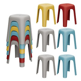 Anywish 6 Pack Stackable Classroom Stools 18 Inch Nesting Plastic Stools Portable Backless Chairs for Classroom, Students, Adults, Living Room, Dining Room, Office Home
