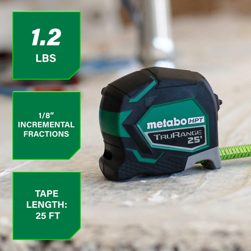 Metabo HPT Measuring Tape, 25' TruRange, Long Reach 17-ft, High