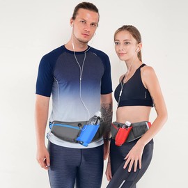 NEUSOP Belt Bag Hydration Belt Sports Running Belt with Water Bottle Bum Bag for Men Women Belt Bag Sports Hydration Belt Waistpacks for Outdoors Fitness Marathon Jogging Cycling, blue
