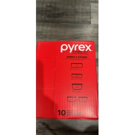 Pyrex 10-piece Glass Food Storage Container Set Assorted Colored Lids New