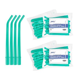 100 Pcs Dental Aspirator Tips, JMU Disposable Surgical Suction Tips 1/4" Diameter Green, 4 Packs of 25