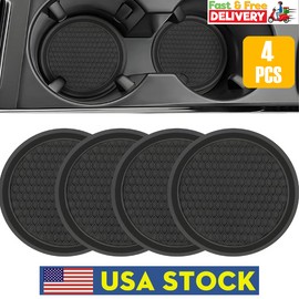 Car Cup Holder Coasters Silicone coaster Slip Insert Black 4 Pack Car Interior