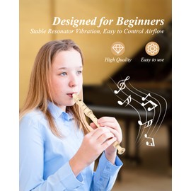 Eastar Soprano Recorder Instrument for Kids Beginner, Baroque Fingering C Key with Cleaning Kit, Thumb Rest, Cotton Bag, Fingering Chart, ERS-21BN, Natural, School-Approved