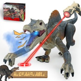 BEZGAR Remote Control Dinosaur Toys,Electronic Walking RC Robot Dinosaur Toys with Light, Auto Spraying and Roaring Jurassic Spinosaurus Dinosaur Toy for Kids Boys Age 3 4 5 6 7 8 Years Old