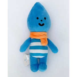 Fluffy House Cute Blue Little Raindrop Plush Stuffed Toy, Raindrop with Orange Scarf