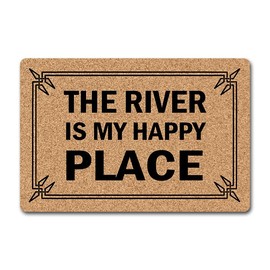 NICESIR Welcome Mat The River is My Happy Place Funny Doormat for Home Entrance (23.6 X 15.7 inch) Polypropylene Fabric Top with Rubber Back Doormat for Front Door Indoor Outdoor Rug