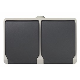 UNITEC Socket 2-Way AP FR for Indoor Wet Rooms, with Touch Protection, up to 16 A, IP44