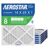 Aerostar 16x25x1 MERV 8 Air Filter, 6 Count, ACTUAL SIZE