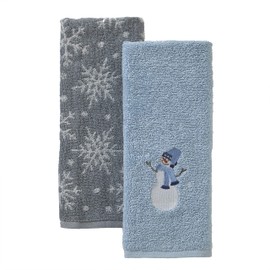 SKL Home - Juego de 2 Toallas de Mano de Trineo de muñeco de Nieve para Navidad, Invierno, para baño, Cocina, Bar y Regalo, Azul/Gris