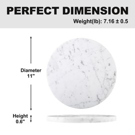 Koville Italian Natural Marble Cutting Board for Kitchen, 11inch Round Hand Crafted Marble Slab for Cheese, Charcuterie, Pastry Board - Wedding Gift, House Warming Gift(Bianco Carrara)