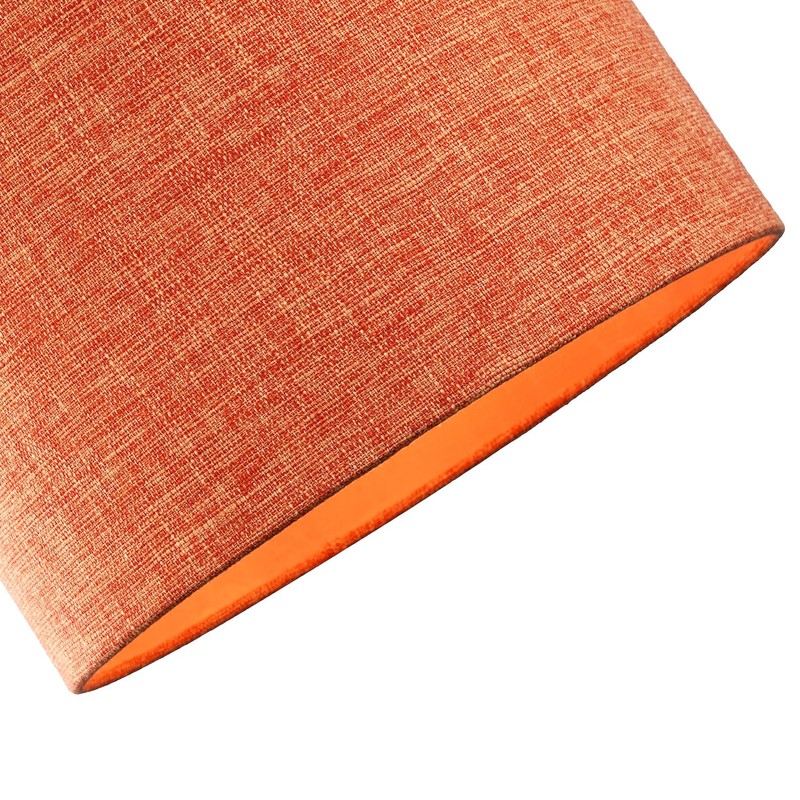 Contemporary and Sleek 12 Inch Rustic Orange Linen Fabric Drum