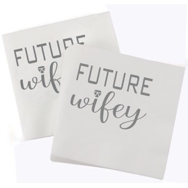 Hortense B. Hewitt Bridal Shower Paper Napkins 50-Count, Printed Future Wifey, 4.75-Inch (Folded)