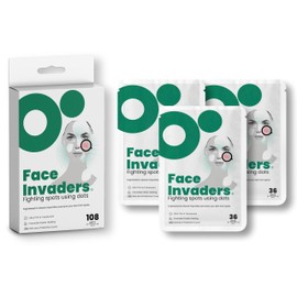 Face Invaders Acne Patches | Pack of 108 Translucent Hydrocolloid Pimple Patch Spot Treatment Stickers for Face and Body | Fast-Acting, Vegan & Cruelty Free Skin Care