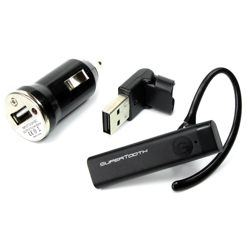 SuperTooth Mono Wireless Bluetooth Headset and Adjustable Universal Mount/Charger Pack