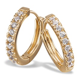 Goldmaid Co O7156SG Ladies' Creole Earrings 925 Sterling Silver Partially Gold-Plated with White Zirconia Brilliant Cut