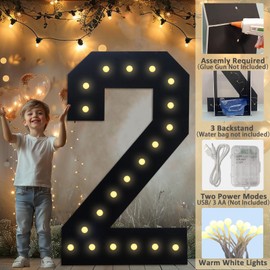 LOBOOM 4FT Marquee Light Up Numbers, Black Giant Marquee Number Big Mosaic Number for 7th 17th 70th Birthday Party Decorations Backdrop 7 Anniversary Decor, Pre-Cut Frame Large Number 7