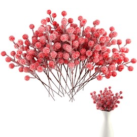 OMIGA 24 Pcs Christmas Berry Decorations 8.6 inch Length Holly Branches