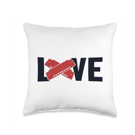 Chromatic Harmonica Set Accessories Beginner Gifts Love Mouth Harp Harmonist Harmonicist Professional Harmonica Throw Pillow, 16x16, Multicolor