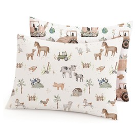 Toddler Pillowcases 2 Pack, 13 x 18 in, Envelope Closure, Little Farm