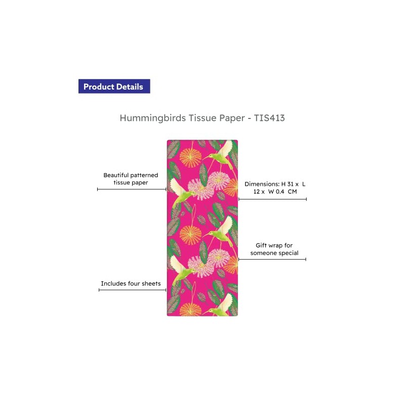 Matthew Williamson - 4 Sheets of Tissue Paper - Hummingbirds