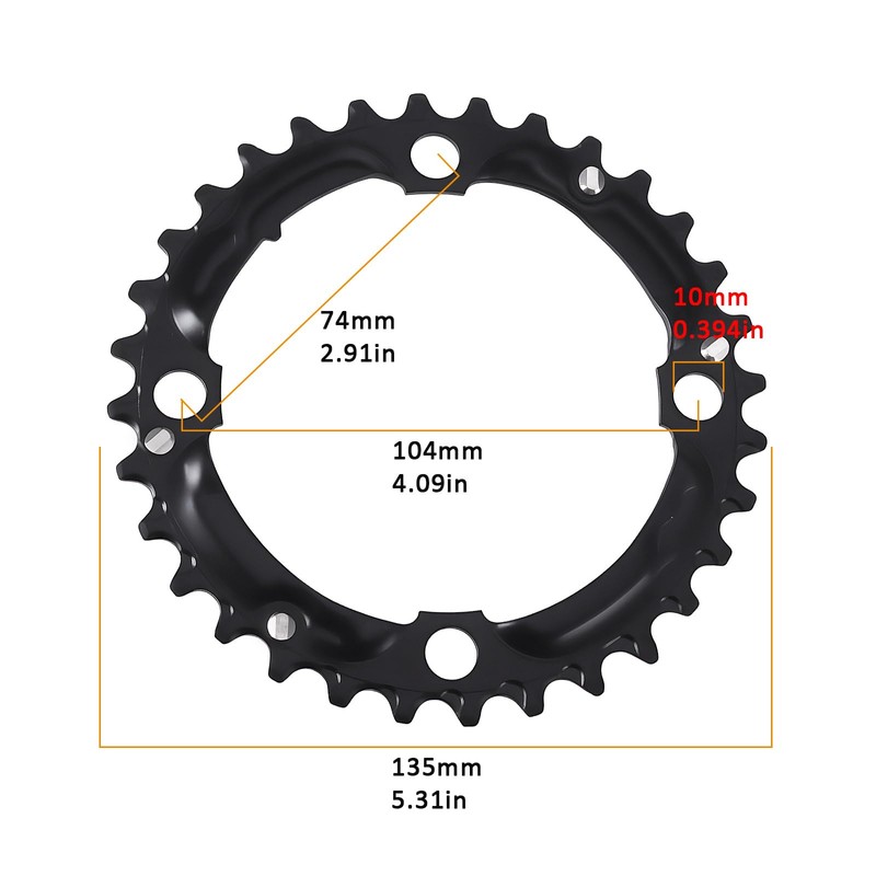 Briny River 32T 4-Hole Mountain Bike Chainring 104BCD Steel Compatible