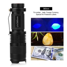 Ochun Black Light LED Ultraviolet Light UV Flashlight, Peak Wavelength 365 nm/395 nm, Selectable, Dirt Search, Pet Pee, Authenticity, Observation of Mineral and Gems, Fluorescent Agent Confirmation (365 nm)