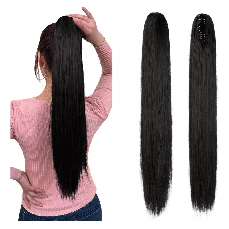 Felendy Extensiones De Cola De Caballo Clip Garra Recta 21