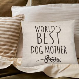 PUHEI Dog Mother Gifts Pillow Covers 18x18, Dogs Mom Lovers Owners Gift for Women, World's Best Dog Mother Decorative Throw Pillow Cover for Home Bedroom Living Room Couch Bed