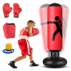 Mineup Children's Punch Bag, 160 cm Inflatable Punch Bag with Boxing Gloves, Standing Punch Bags, Inflatable Sports Toy, Tumbler Sandbag, Standing Punch Bag, Children from 2-12 Years for Training,