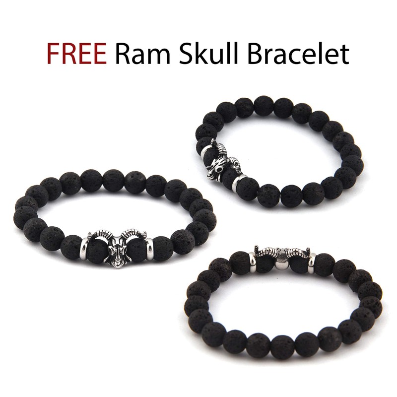 GUNGNEER Stainless Steel Ram Skull Pendant Necklace Cool Satanic Devil