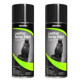 NADAMOO Leather Spray Paint Semi-Gloss Black 2 Cans - Flexible Finish Vinyl Coating for Furniture, Car Seats, Bags, Couches, Shoes, DIY, Home & Auto
