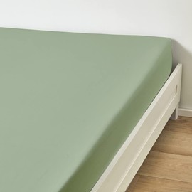 Duquennoy & Lepers - Fitted Sheet 30 cm - Percale 80 Thread Count - Sage Green, 160 x 200 cm