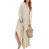 R.Vivimos Maxi Dress for Women Long Sleeve V Neck Empire