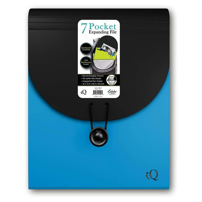 iScholar 7 Pocket Expanding Backpack Folder, Color May Vary