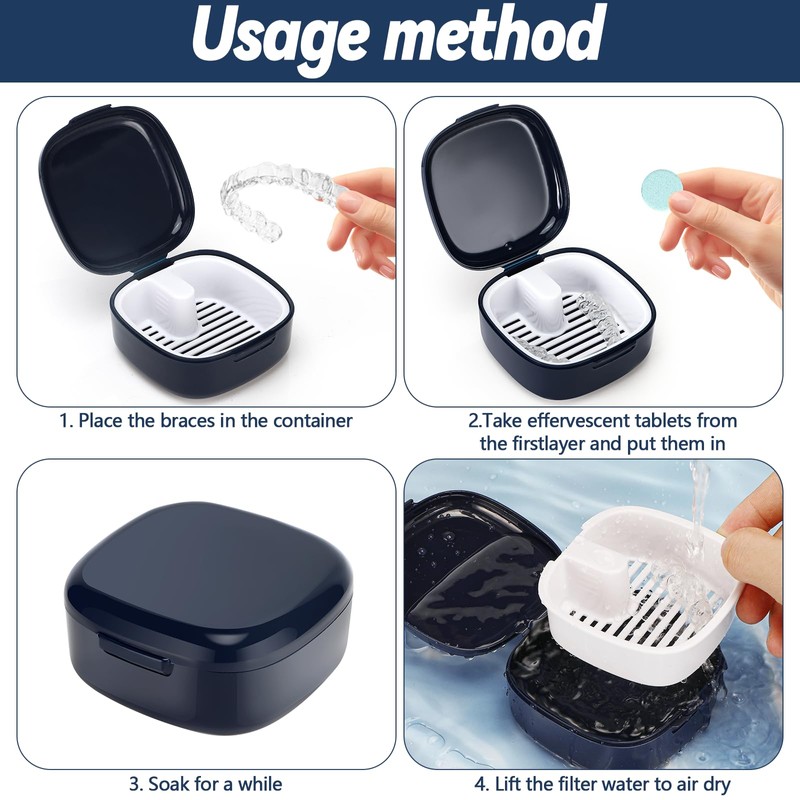 Zikenis Denture Box with Strainer, Braces Box, Denture Box, Portable