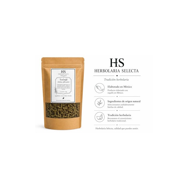 Herbolaria Selecta Toronjil (Melisa officinalis), Té Herbal para Infusión, Hojas