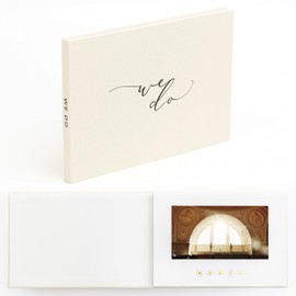 The Motion Books (WE DO) | Luxury Linen Bound Wedding Video Book | Cursive stamped text | Up to 3 hours of video, 7” IPS Display, 4GB of memory & Rechargeable Battery